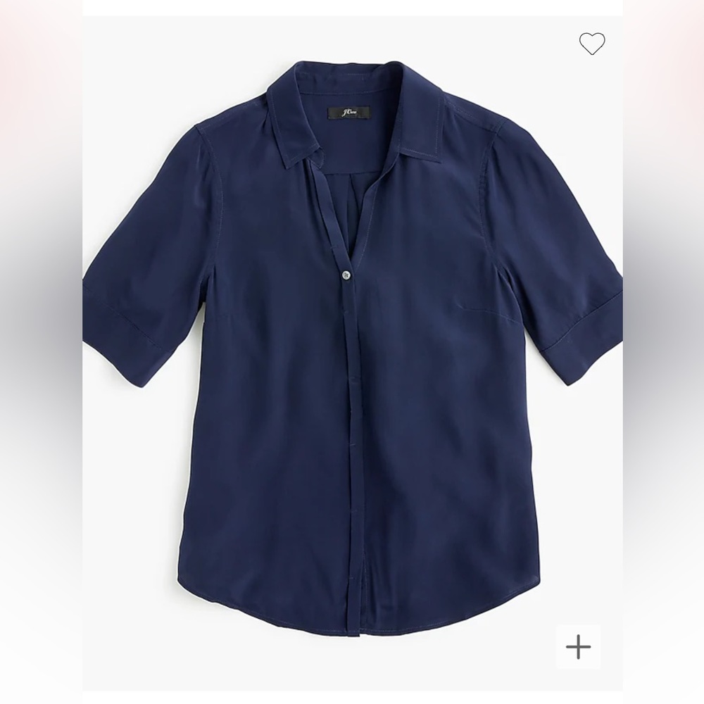 J. Crew short sleeve navy silk button down size XL
